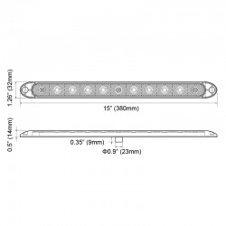 Dream Lighting 12V 15in LED Side Marker Trailer Truck RV Tail Lights Cool White Red Pack of 2