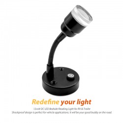 Dream Lighting 12V Flexible Arm LED Reading Lights RV Interior Bedside Lamp 2 Modes Auto RV Caravan Motorhome Van