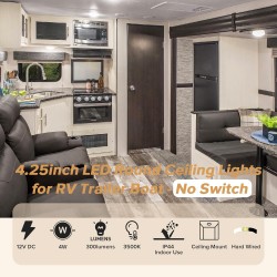 4PCS 12V 4.25" LED Dome Ceiling Light RV Camper Under Cabinet Puck Light 3500K
