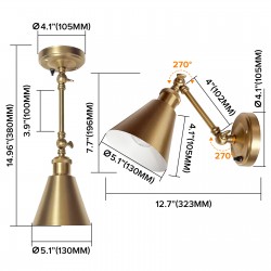 12V Elegant LED Wall Sconce Adjustable Swing Arm RV Bedside Living Dinning Room