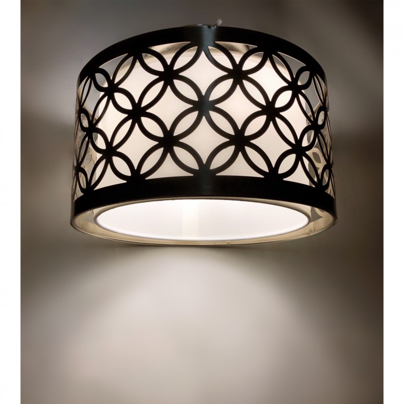 8.5 Inch RV Pendant Light - 12V LED Dinette Fixture With Switch, Fabric Shade, 4000K Cool White