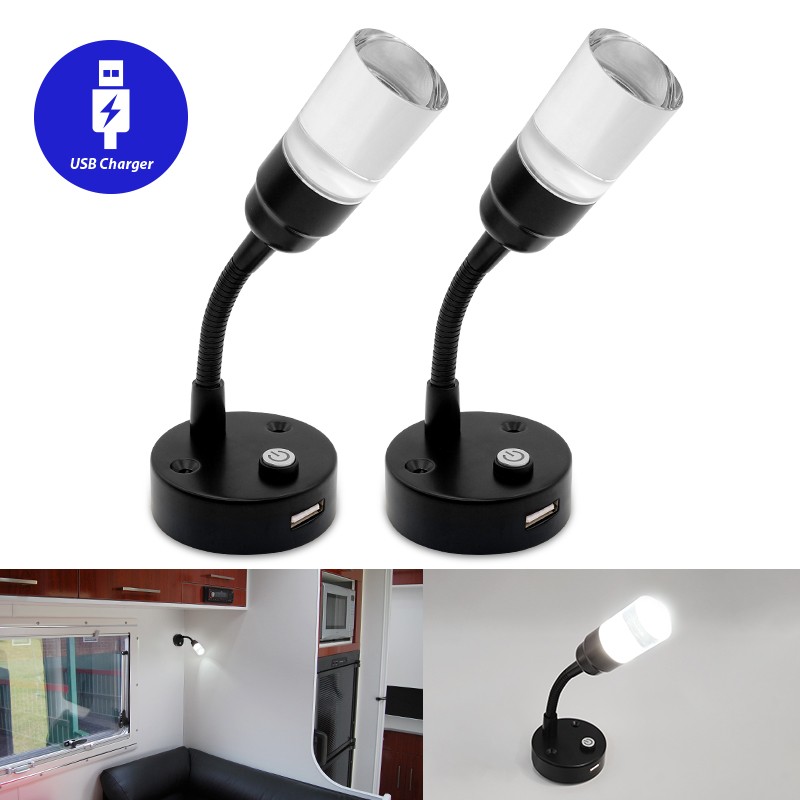 Dream Lighting 12V LED Reading Light with Switch Interior Wall Lamp Motorhome Caravan Boat X2
