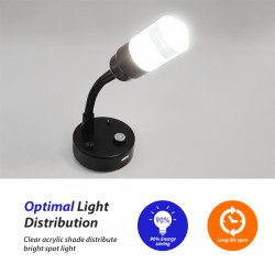 Dream Lighting 12V LED Reading Light with Switch Interior Wall Lamp Motorhome Caravan Boat X2