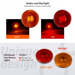 Dream Lighting 12V Round LED Side Marker RV Trailer Truck Clearance Indicator Front Rear Lamp