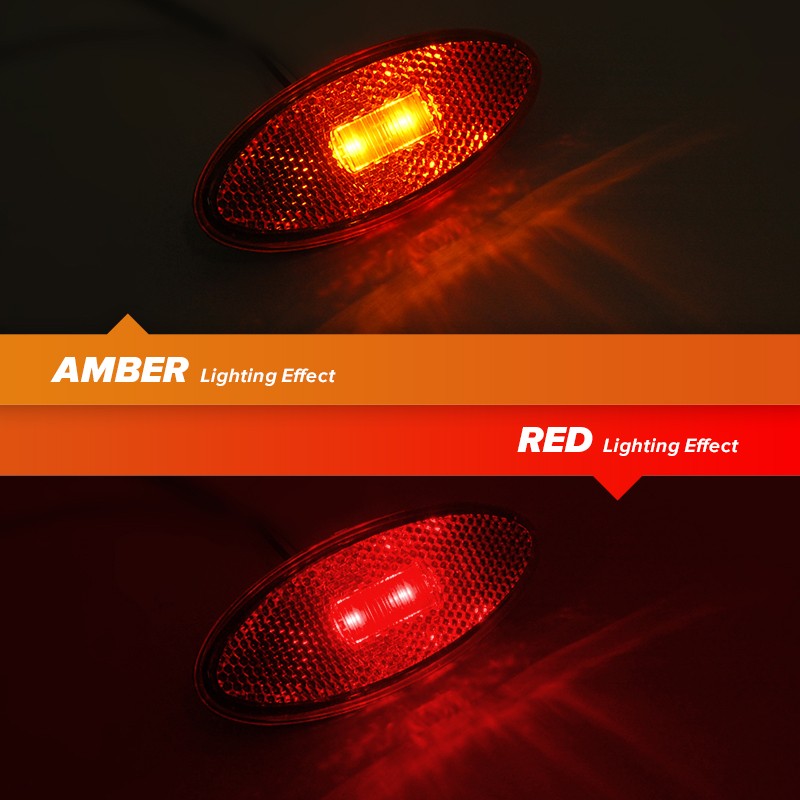 thumbnail image 2 of AUXITO 20-Pack LED Truck Trailer Marker Lights – Oval Clearance Side Lights Amber/Red With IP67 Waterproof 2 of 6