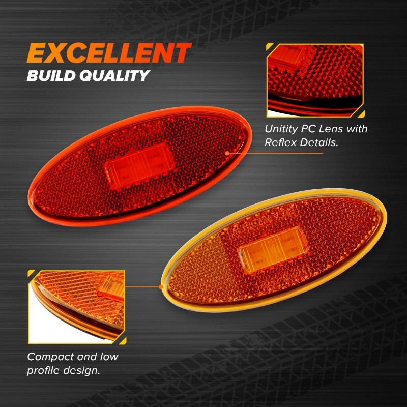 2x Luci Led Laterali Doppia Faccia 8.5'' 12V Per Camper, Rimorchio, Furgone - Rosso/Ambra Dream Lighting